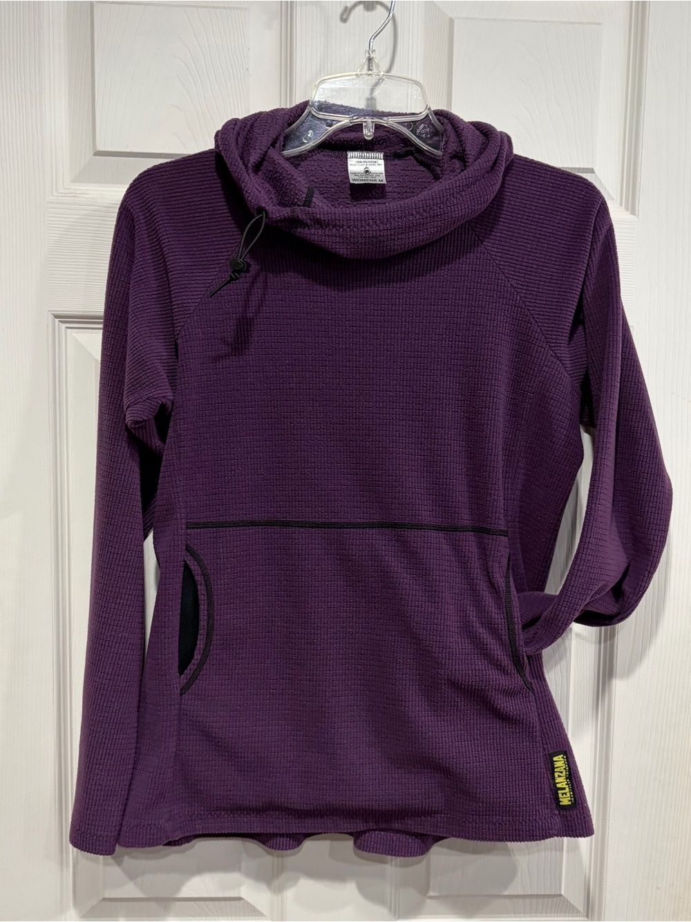 Melanzana Women’s Medium Micro Grid Hoodie Purple Plum Jacket GUC Microgrid